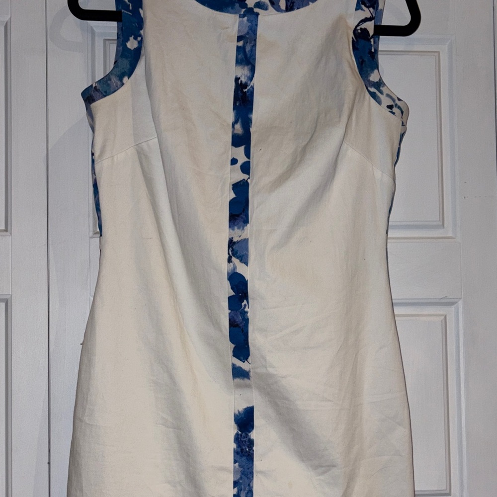 Lauren Ralph Lauren White Dress with Blue Floral Accents - Picture 3 of 9